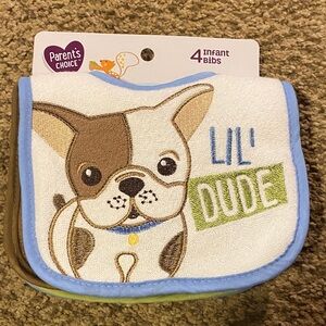 NWT Parents Choice 4 pack Bib Set - Blue and Brown